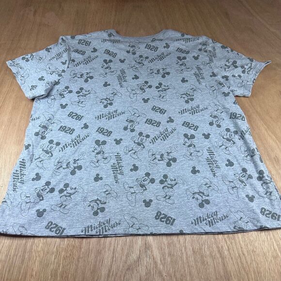 Disney Mickey Mouse Graphic T-Shirt Women’s 2X Gray Allover Print 1928 - Picture 2 of 3